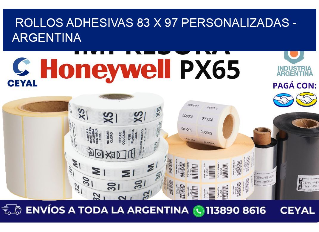 rollos adhesivas 83 x 97 personalizadas - Argentina