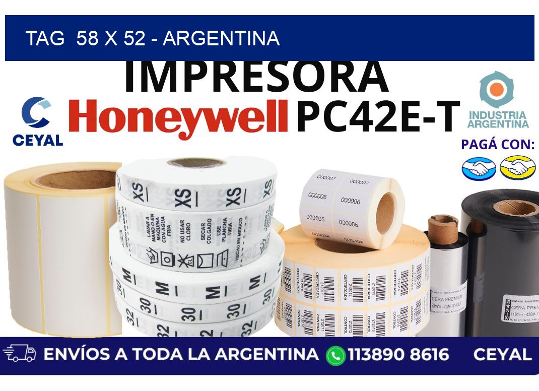 tag  58 x 52 - Argentina