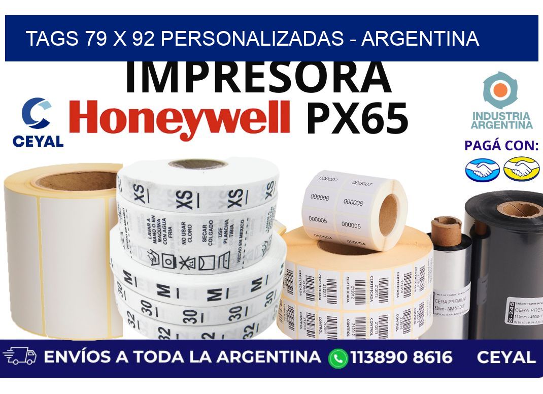 tags 79 x 92 personalizadas - Argentina