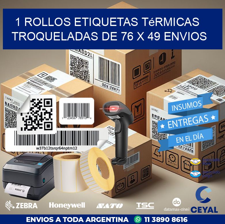 1 Rollos Etiquetas Térmicas Troqueladas De 76 x 49 ENVIOS