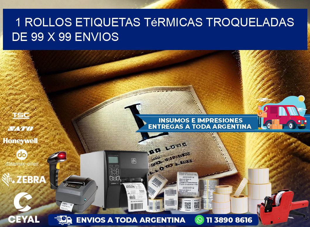 1 Rollos Etiquetas Térmicas Troqueladas De 99 x 99 ENVIOS
