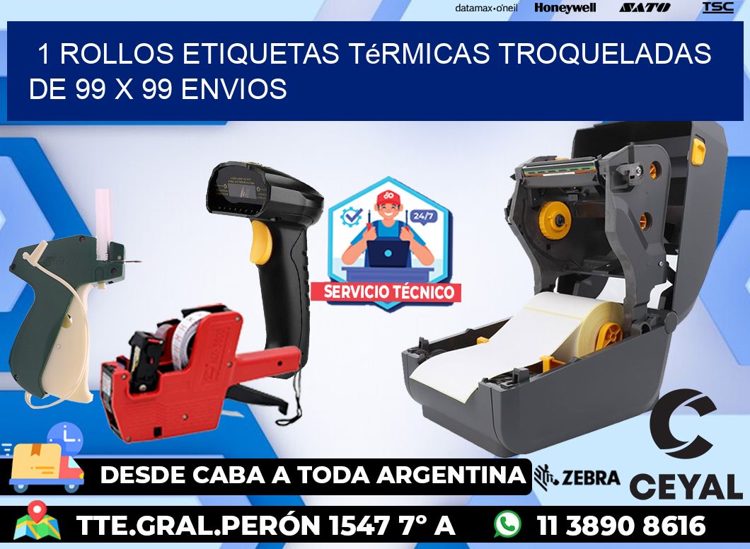 1 Rollos Etiquetas Térmicas Troqueladas De 99 x 99 ENVIOS