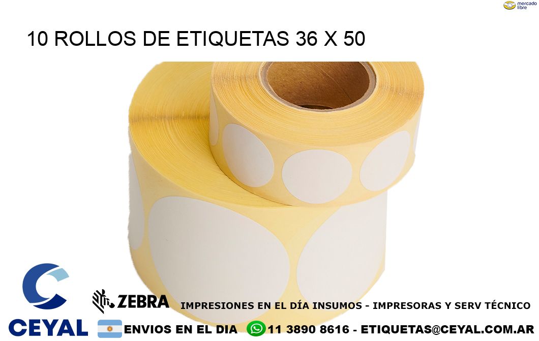 10 ROLLOS DE ETIQUETAS 36 x 50
