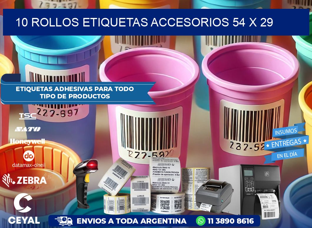 10 ROLLOS ETIQUETAS ACCESORIOS 54 x 29