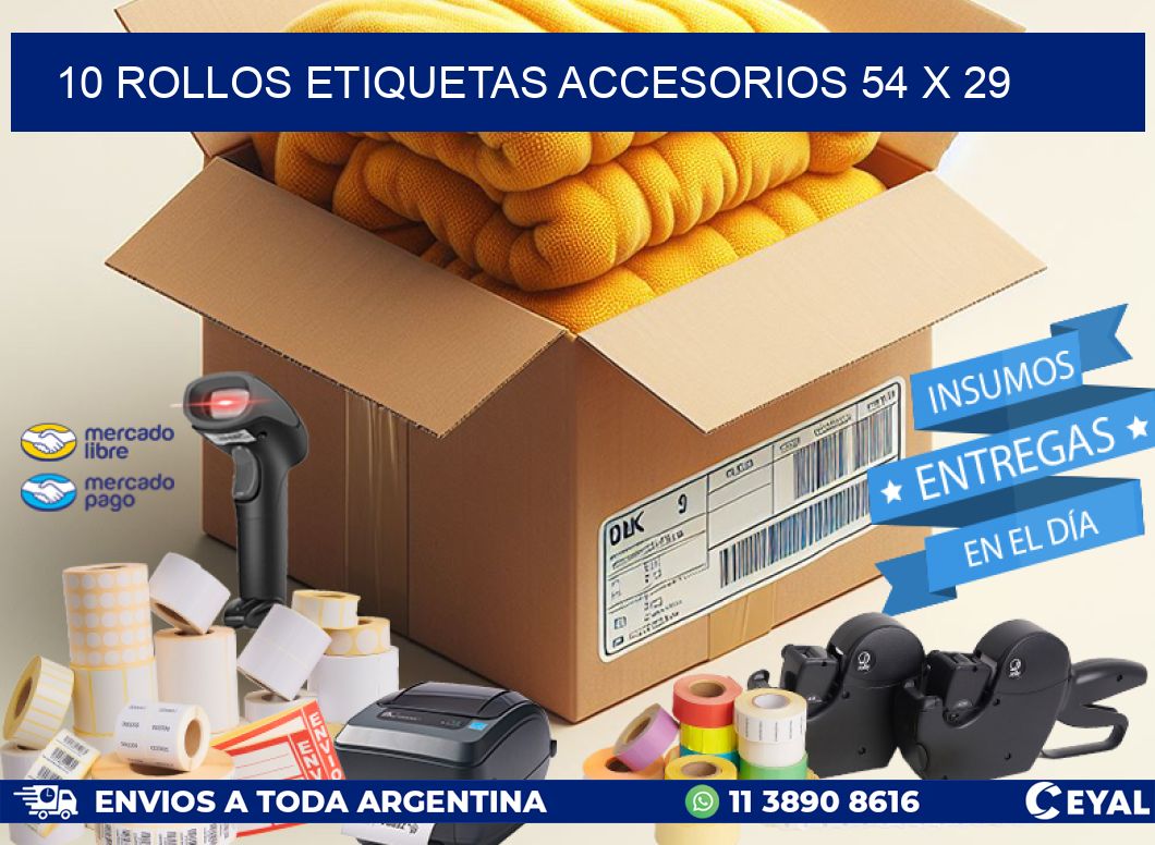 10 ROLLOS ETIQUETAS ACCESORIOS 54 x 29