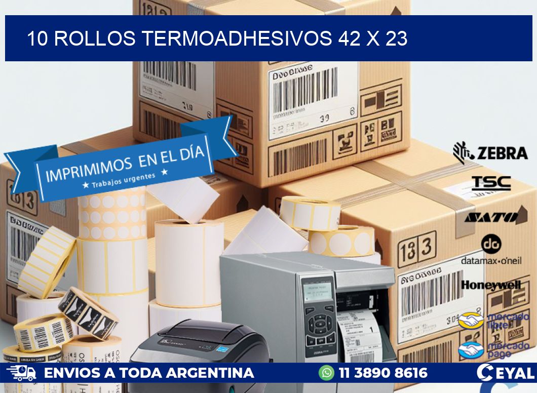 10 ROLLOS TERMOADHESIVOS 42 x 23