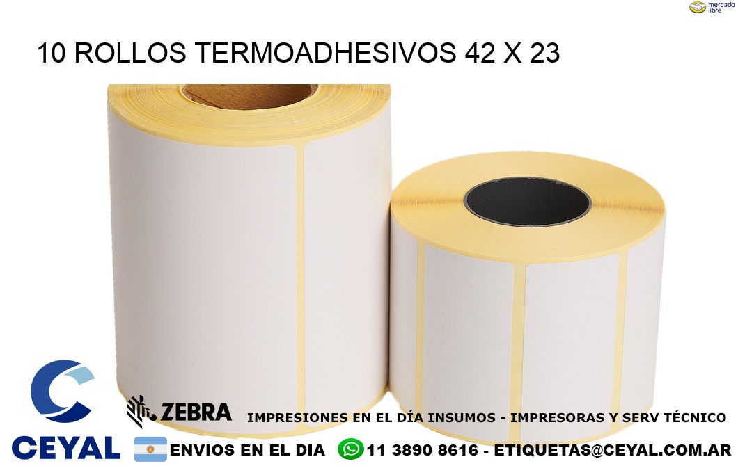 10 ROLLOS TERMOADHESIVOS 42 x 23