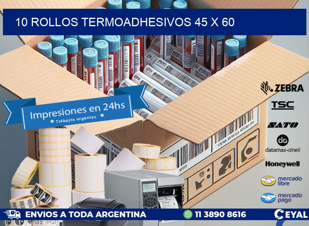 10 ROLLOS TERMOADHESIVOS 45 x 60
