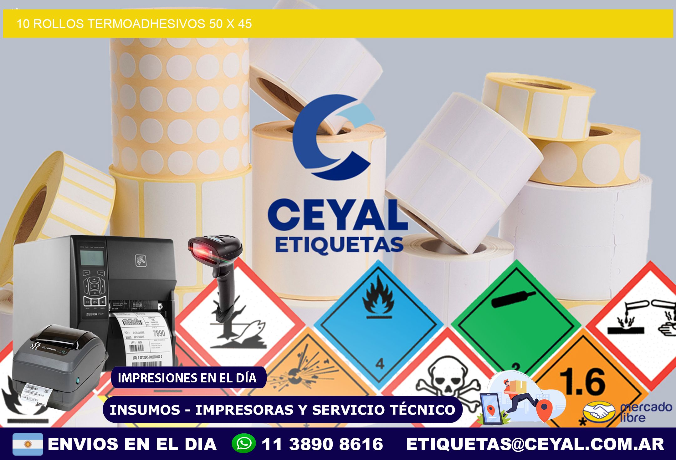 10 ROLLOS TERMOADHESIVOS 50 x 45