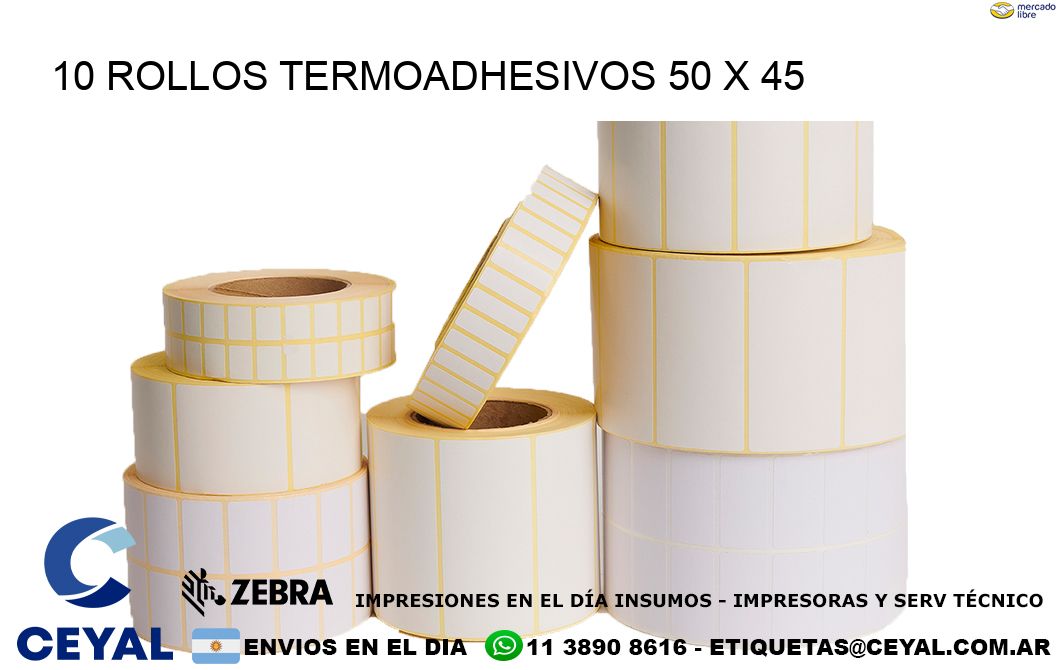 10 ROLLOS TERMOADHESIVOS 50 x 45