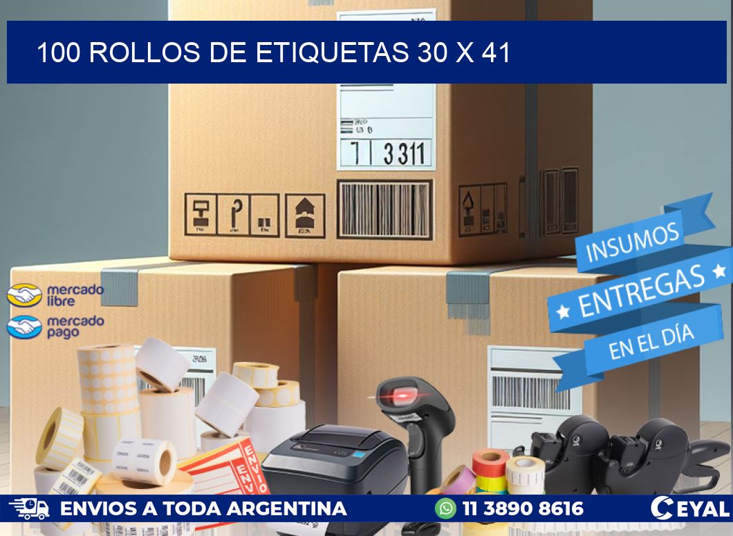 100 ROLLOS DE ETIQUETAS 30 x 41