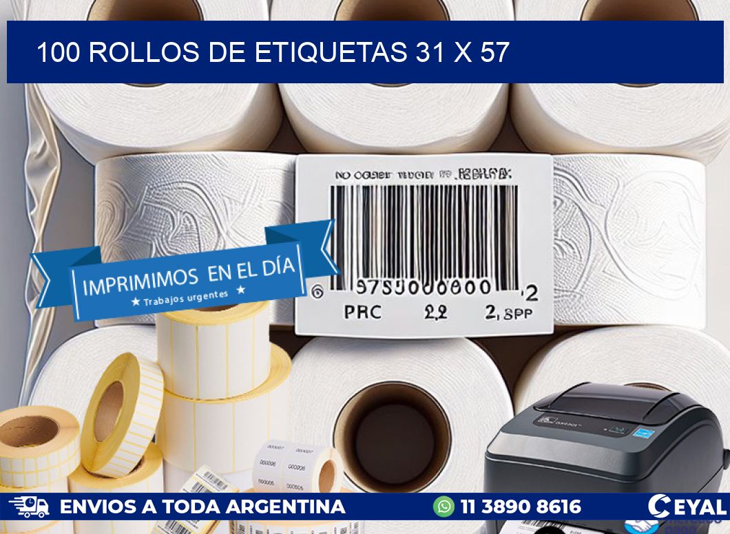 100 ROLLOS DE ETIQUETAS 31 x 57