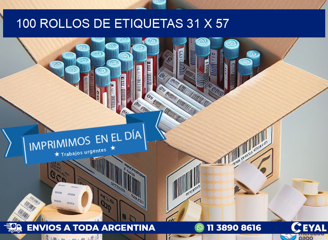 100 ROLLOS DE ETIQUETAS 31 x 57