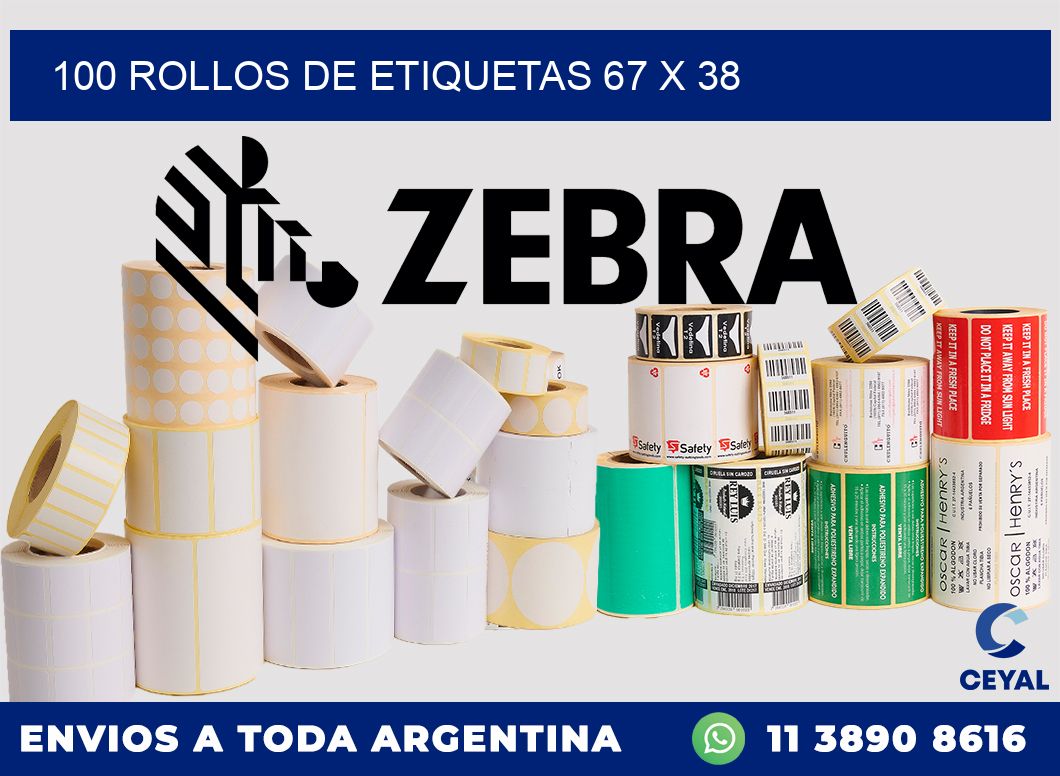 100 ROLLOS DE ETIQUETAS 67 x 38
