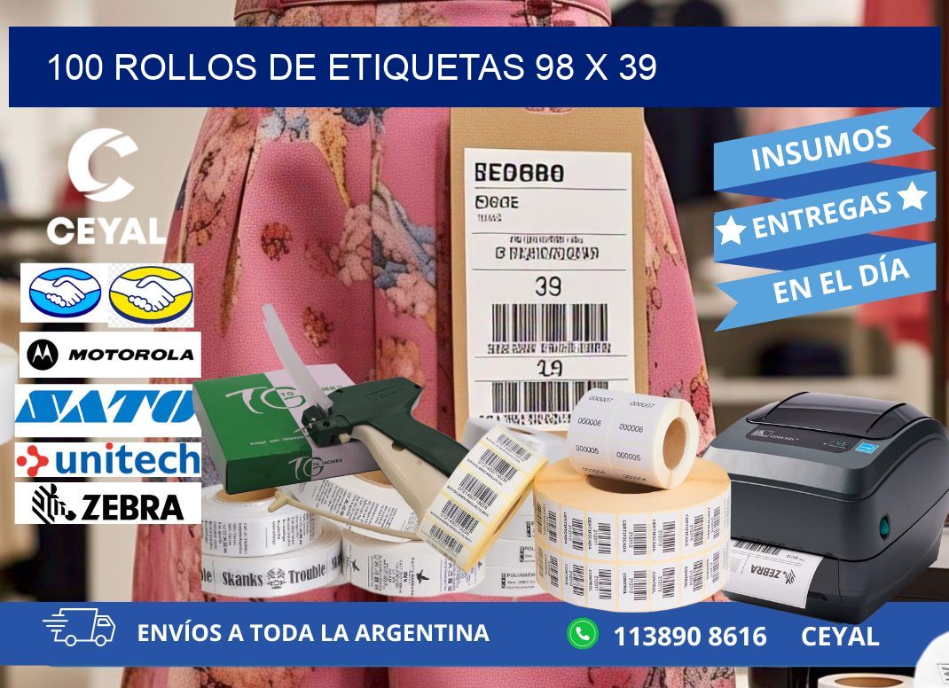100 ROLLOS DE ETIQUETAS 98 x 39