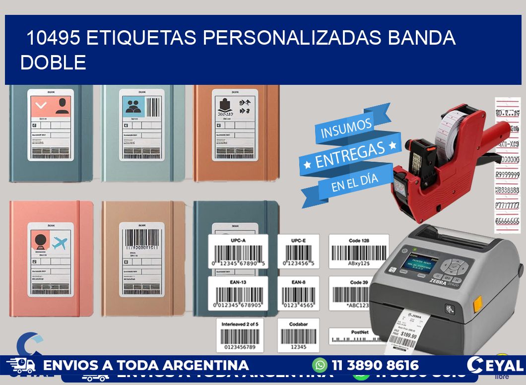 10495 Etiquetas personalizadas banda doble