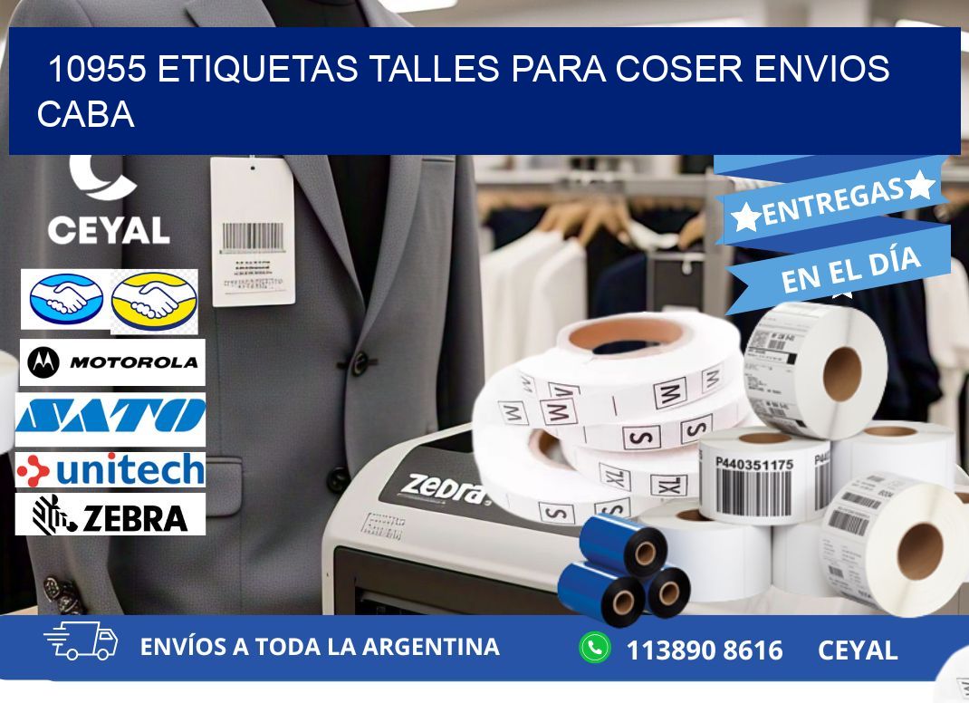 10955 ETIQUETAS TALLES PARA COSER ENVIOS CABA
