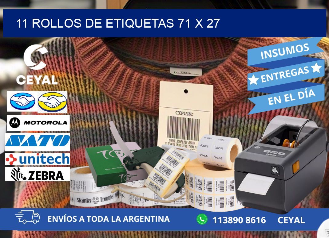 11 ROLLOS DE ETIQUETAS 71 x 27