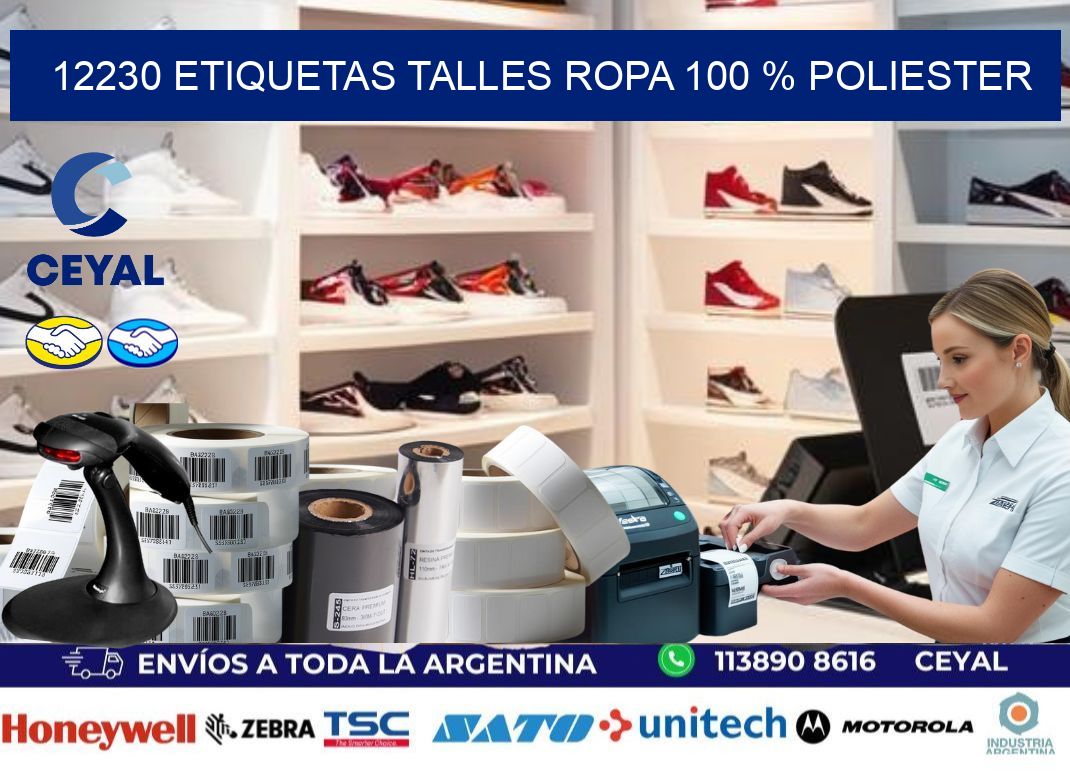 12230 ETIQUETAS TALLES ROPA 100 % POLIESTER