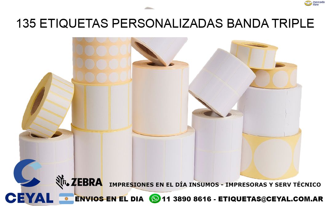 135 Etiquetas personalizadas banda triple
