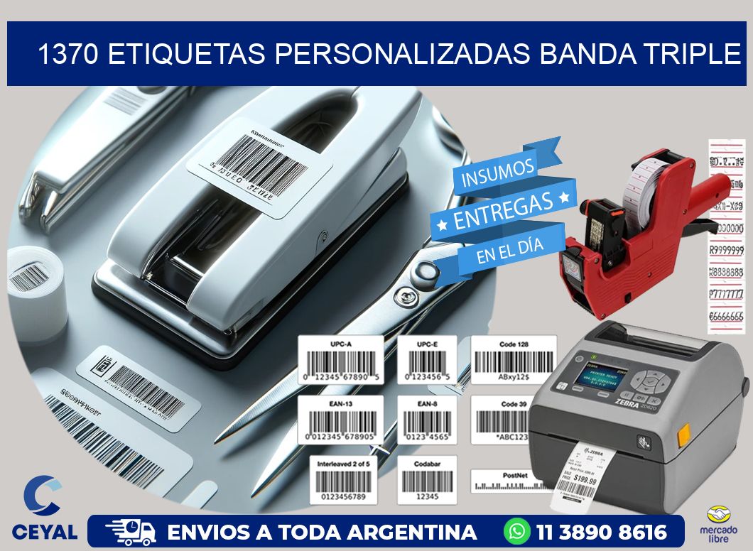 1370 Etiquetas personalizadas banda triple