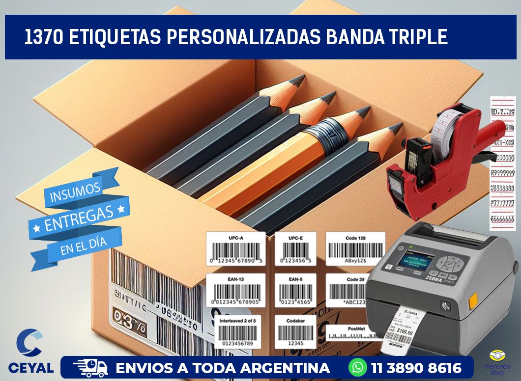 1370 Etiquetas personalizadas banda triple