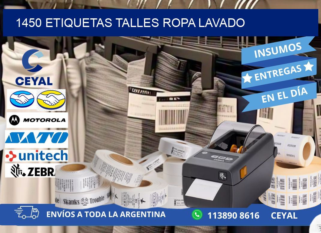 1450 ETIQUETAS TALLES ROPA LAVADO