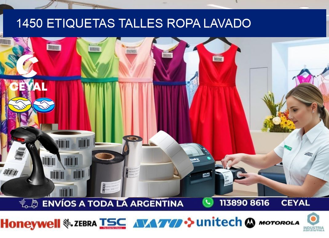 1450 ETIQUETAS TALLES ROPA LAVADO