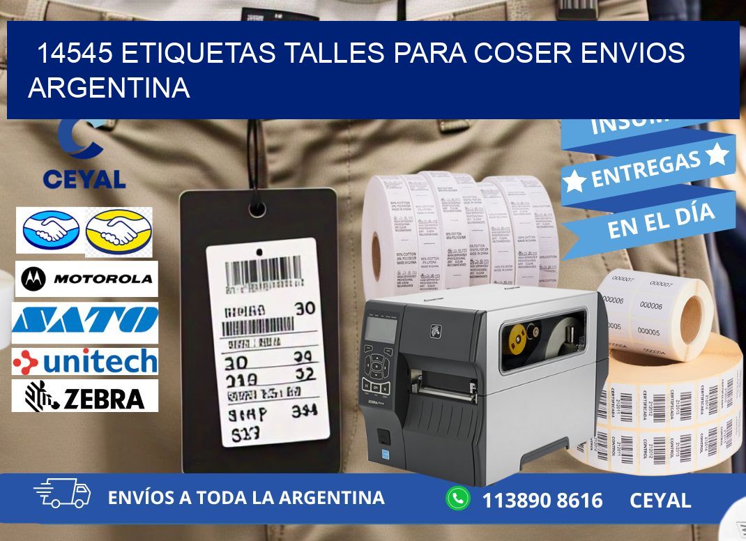 14545 ETIQUETAS TALLES PARA COSER ENVIOS ARGENTINA