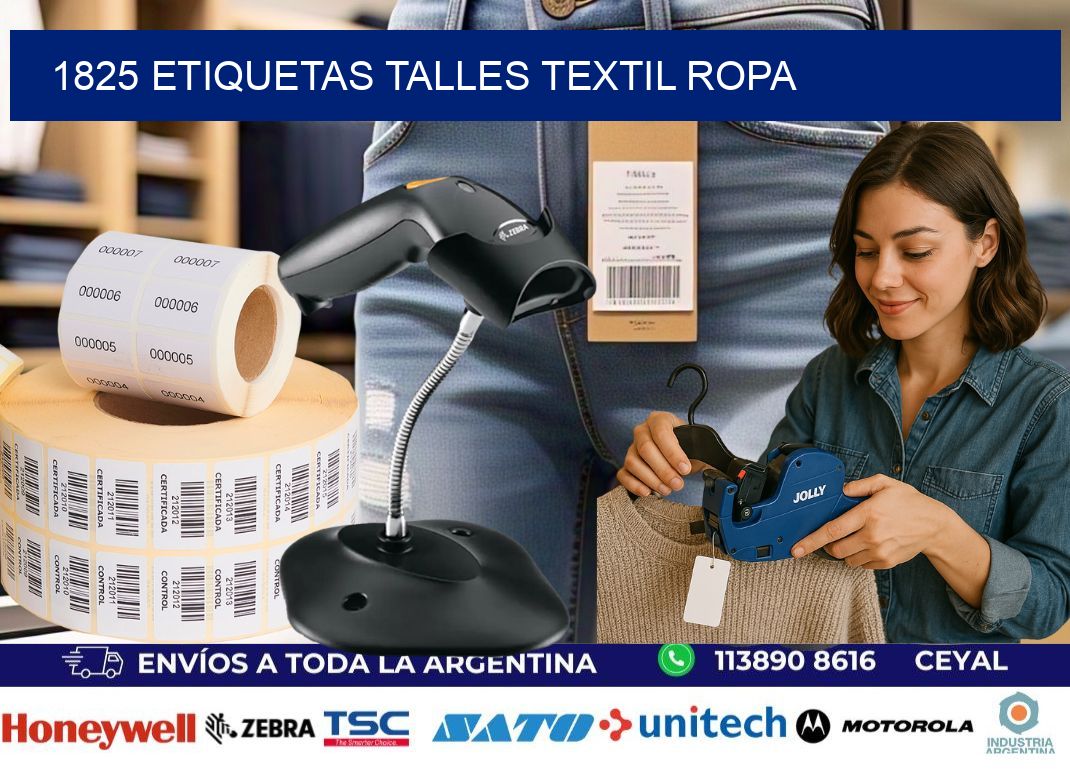 1825 ETIQUETAS TALLES TEXTIL ROPA