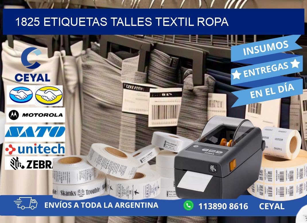 1825 ETIQUETAS TALLES TEXTIL ROPA