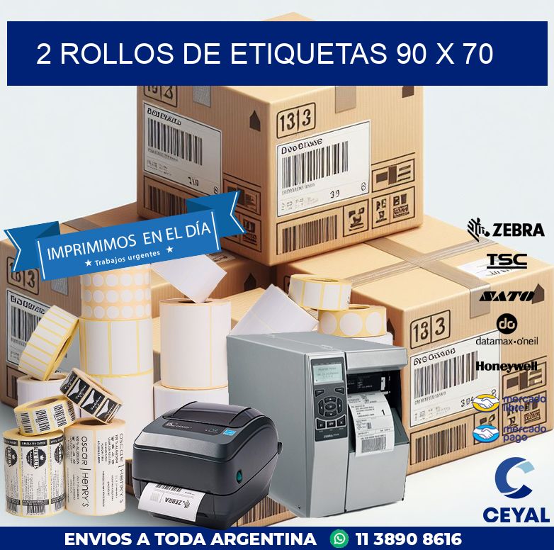2 ROLLOS DE ETIQUETAS 90 x 70