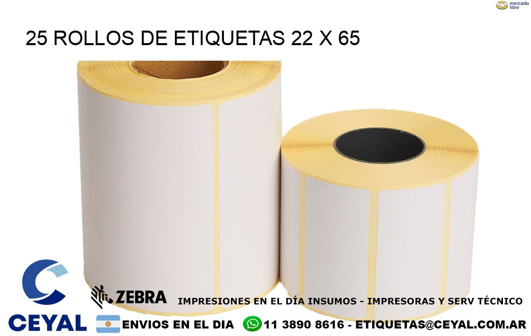 25 ROLLOS DE ETIQUETAS 22 x 65