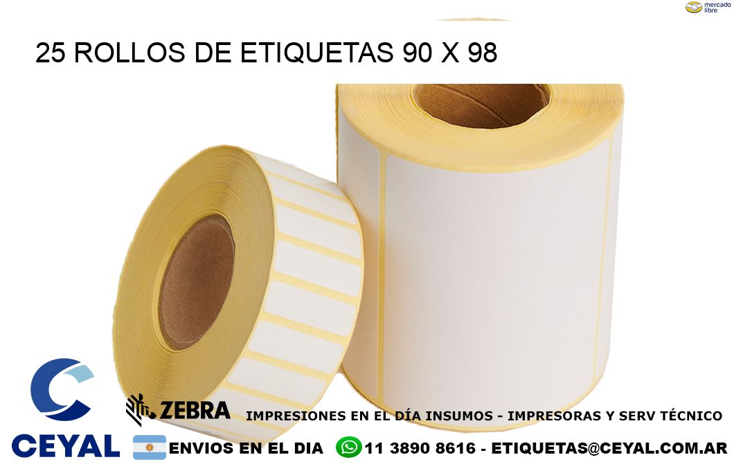 25 ROLLOS DE ETIQUETAS 90 x 98