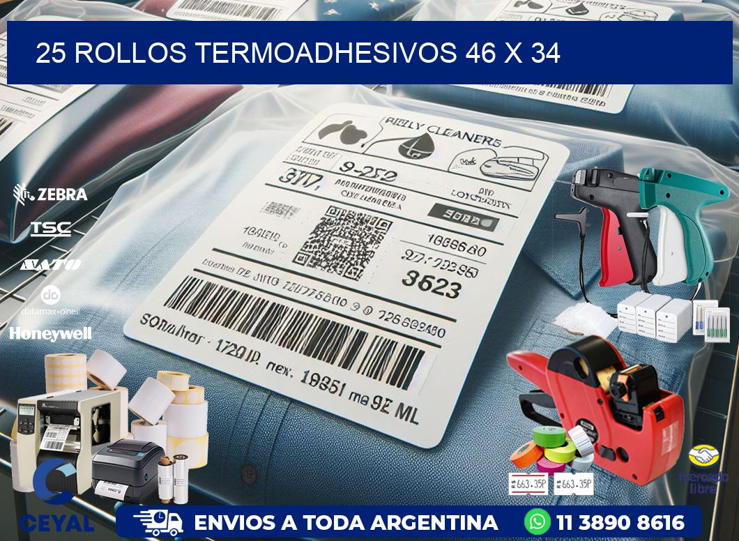 25 ROLLOS TERMOADHESIVOS 46 x 34