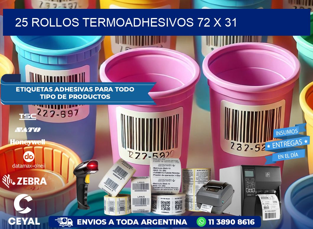 25 ROLLOS TERMOADHESIVOS 72 x 31