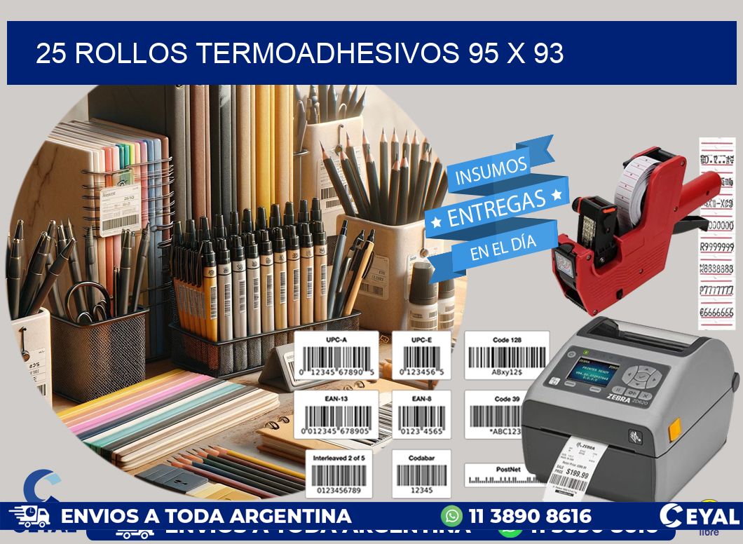 25 ROLLOS TERMOADHESIVOS 95 x 93