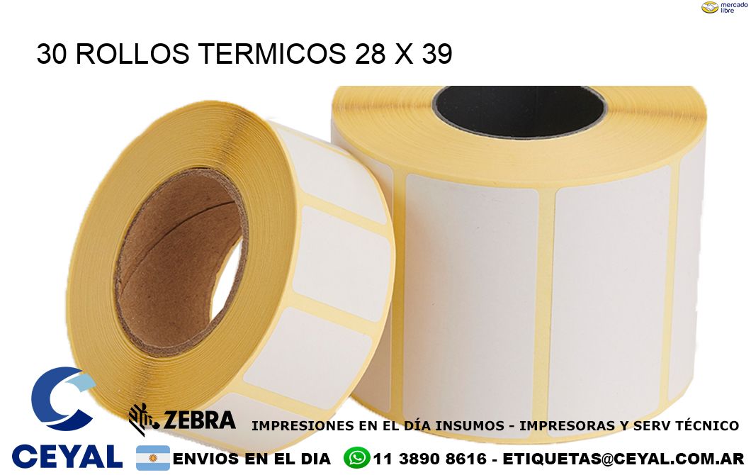 30 ROLLOS TERMICOS 28 x 39