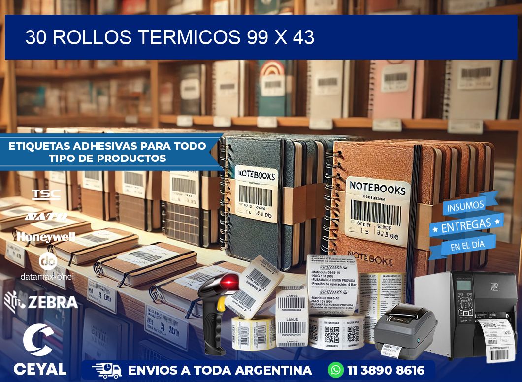 30 ROLLOS TERMICOS 99 x 43