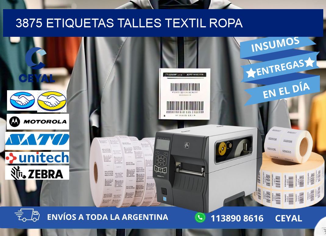 3875 ETIQUETAS TALLES TEXTIL ROPA