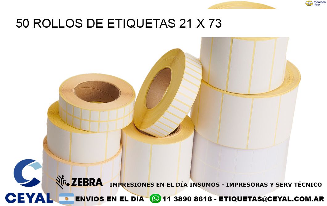 50 ROLLOS DE ETIQUETAS 21 x 73