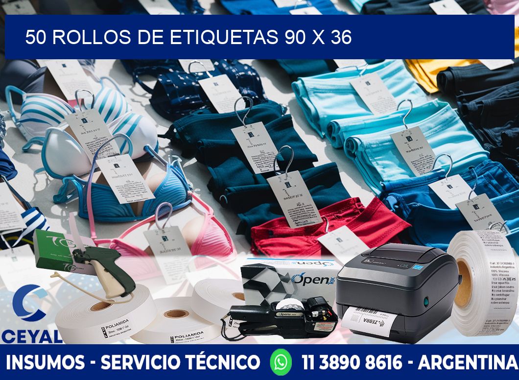 50 ROLLOS DE ETIQUETAS 90 x 36