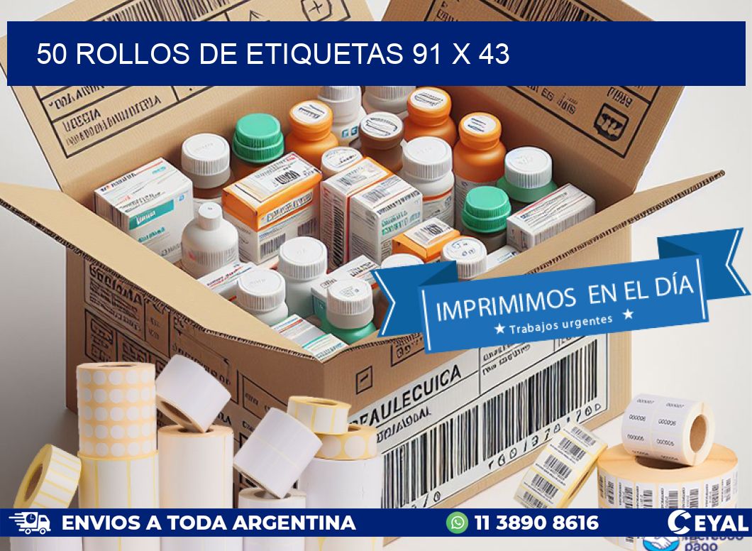 50 ROLLOS DE ETIQUETAS 91 x 43