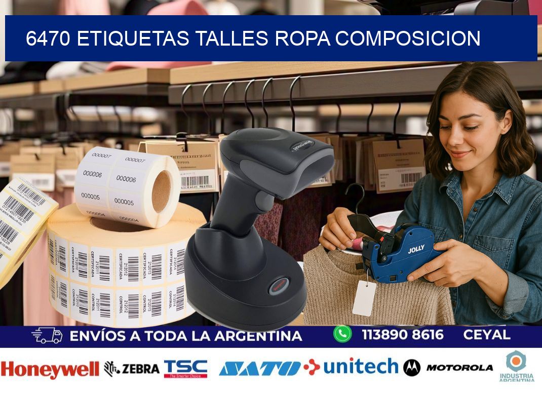 6470 ETIQUETAS TALLES ROPA COMPOSICION