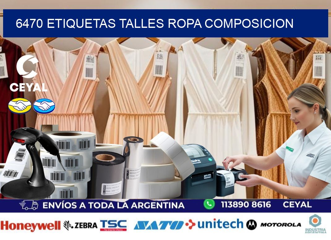 6470 ETIQUETAS TALLES ROPA COMPOSICION