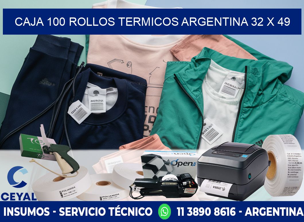 CAJA 100 ROLLOS TERMICOS ARGENTINA 32 x 49