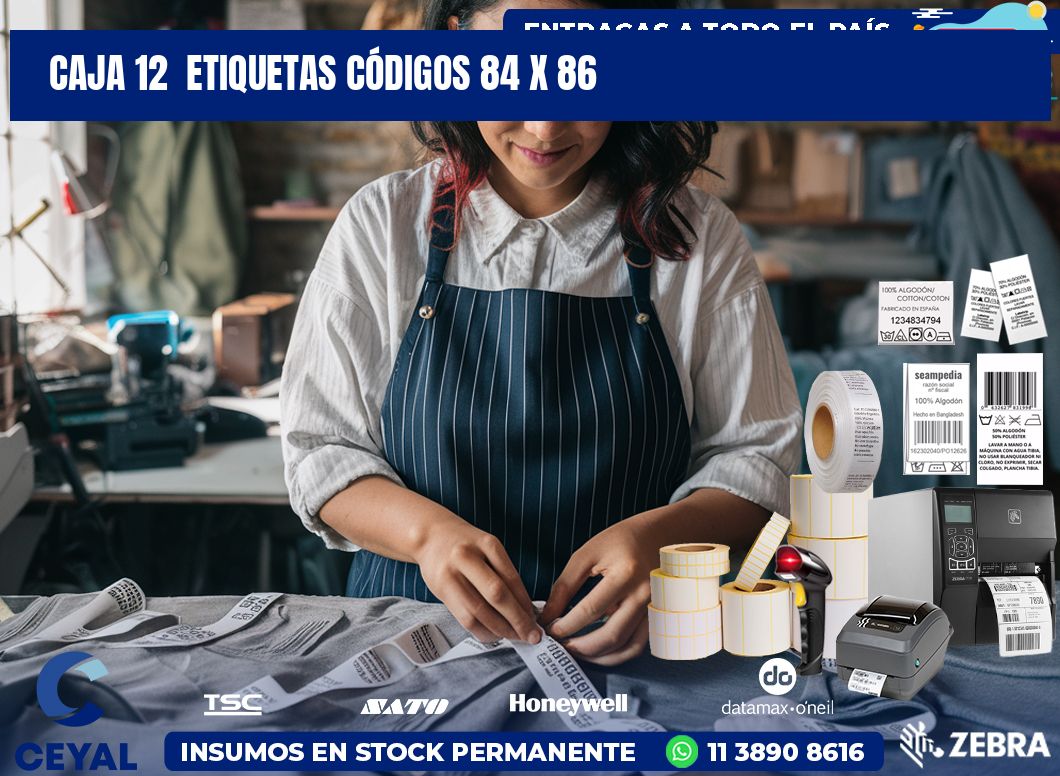 CAJA 12  ETIQUETAS CÓDIGOS 84 x 86