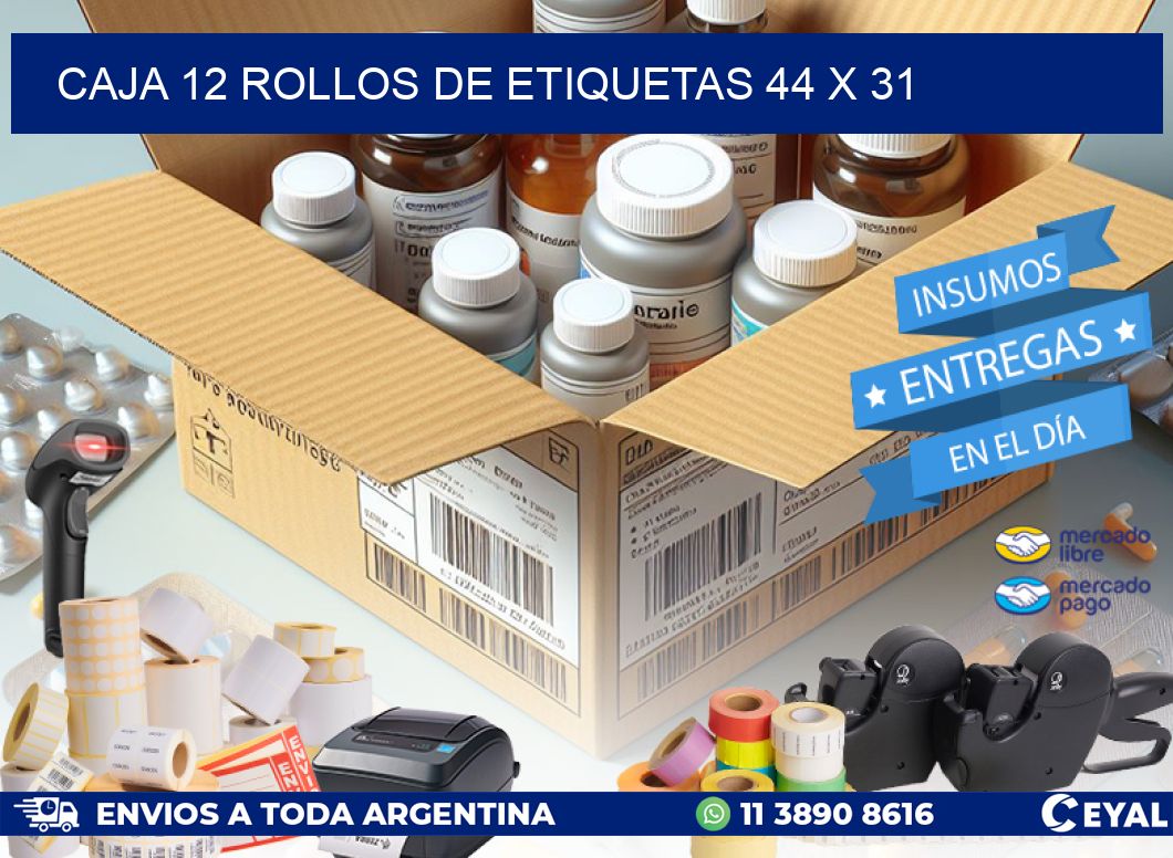 CAJA 12 ROLLOS DE ETIQUETAS 44 x 31