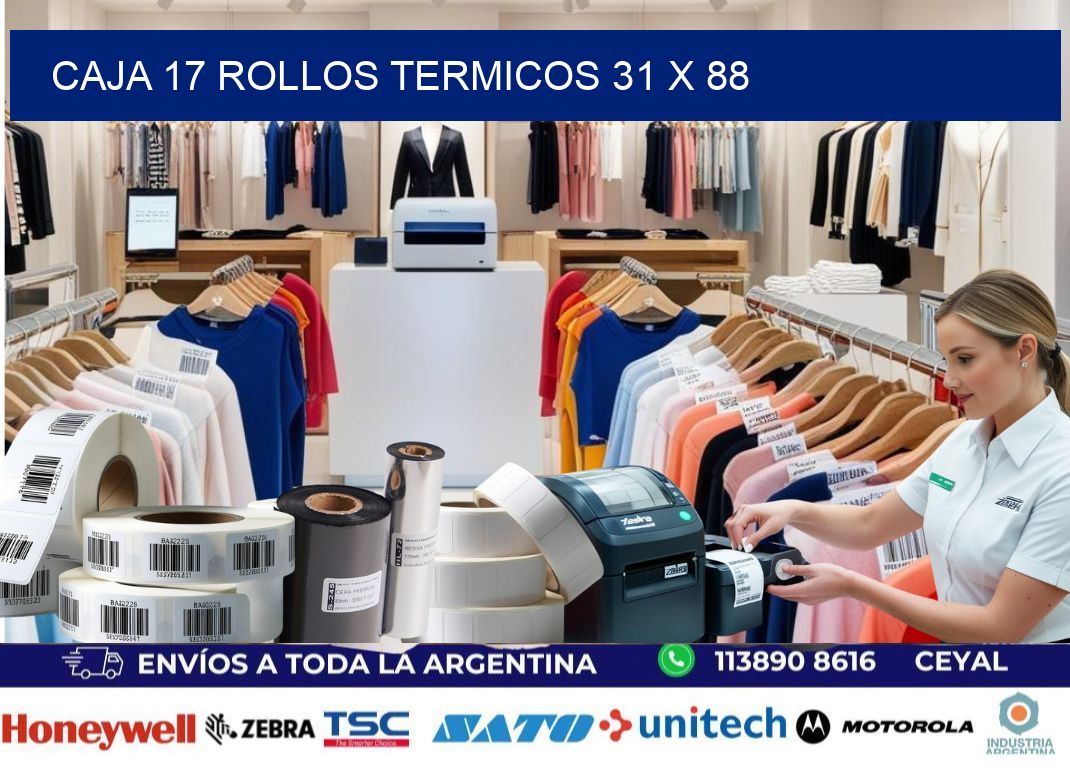 CAJA 17 ROLLOS TERMICOS 31 x 88