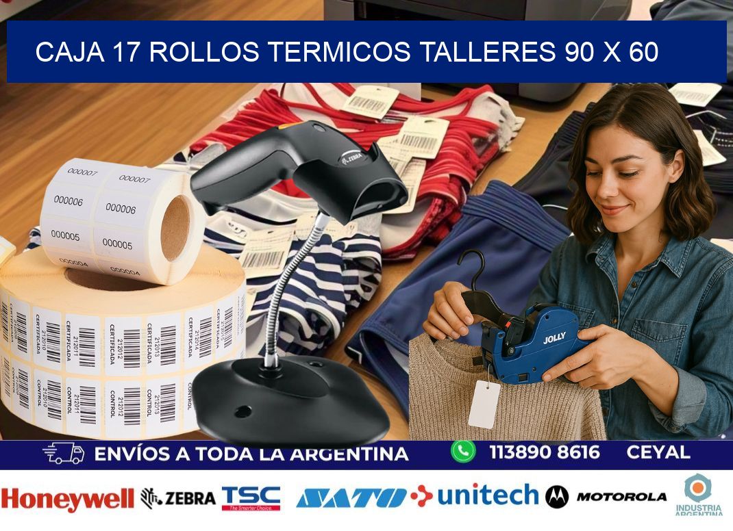 CAJA 17 ROLLOS TERMICOS TALLERES 90 x 60